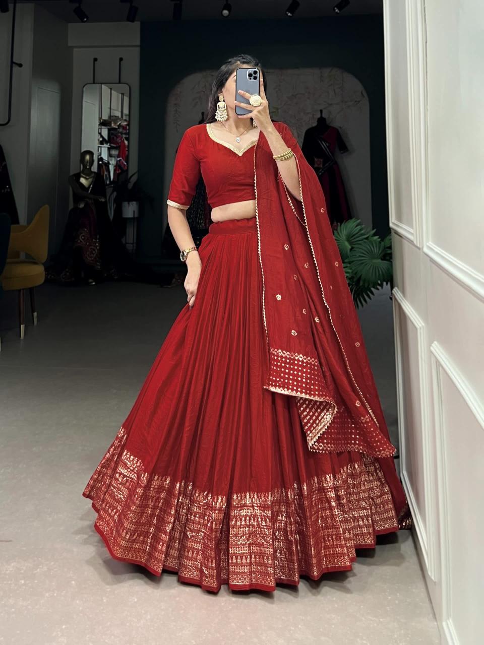 Red Bollywood lehenga choli market